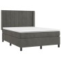 Cama box spring colchón y LED terciopelo gris oscuro 140x190 cm de , Camas y somieres - Ref: Foro24-3139560, Precio: 531,00 €...