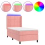 Box spring bed with mattress and LED pink velvet 80x200 cm by , Beds and slatted bases - Ref: Foro24-3139534, Price: 332,53 €...