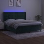 Cama box spring colchón y LED terciopelo verde oscuro 160x200cm de , Camas y somieres - Ref: Foro24-3139574, Precio: 572,55 €...