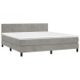 Cama box spring con colchón terciopelo gris claro 160x200 cm de , Camas y somieres - Ref: Foro24-3141311, Precio: 486,46 €, D...