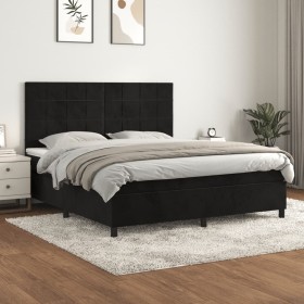 Box spring bed with black velvet mattress 160x200 cm by , Beds and slatted bases - Ref: Foro24-3143033, Price: 541,95 €, Disc...