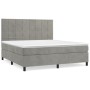 Cama box spring con colchón terciopelo gris claro 160x200 cm de , Camas y somieres - Ref: Foro24-3143031, Precio: 563,86 €, D...