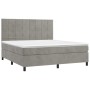 Cama box spring con colchón terciopelo gris claro 160x200 cm de , Camas y somieres - Ref: Foro24-3143031, Precio: 563,86 €, D...