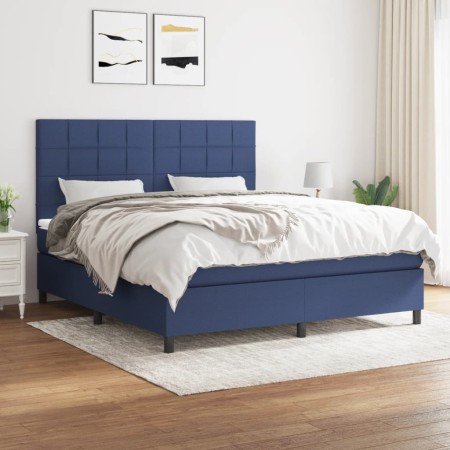 Cama box spring con colchón tela azul 160x200 cm de , Camas y somieres - Ref: Foro24-3141791, Precio: 573,39 €, Descuento: %