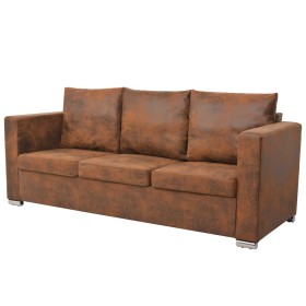 vidaXl Sofa de 3 plazas 191x73x82 cm piel de ante artificial de vidaXL, Sofás - Ref: Foro24-244703, Precio: 502,99 €, Descuen...