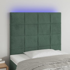 Headboard with LED lights dark green velvet 90x5x118/128 cm by , Headboards and footboards - Ref: Foro24-3122463, Price: 72,0...