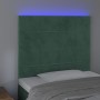 Headboard with LED lights dark green velvet 90x5x118/128 cm by , Headboards and footboards - Ref: Foro24-3122463, Price: 72,9...