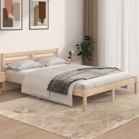 Solid pine wood bed frame 140x190 cm by , Beds and slatted bases - Ref: Foro24-810410, Price: 85,99 €, Discount: %