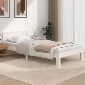 Solid white pine wood bed frame 100x200 cm by , Beds and slatted bases - Ref: Foro24-810486, Price: 109,92 €, Discount: %