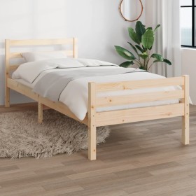 Solid wood bed frame 75x190 cm by , Beds and slatted bases - Ref: Foro24-814779, Price: 83,48 €, Discount: %