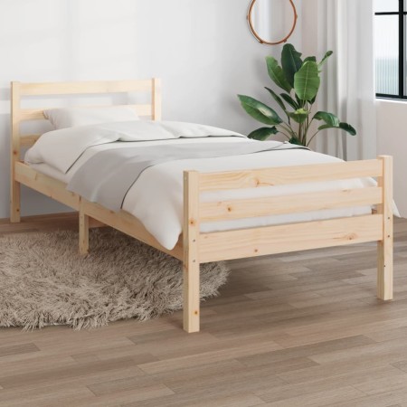 Solid wood bed frame 75x190 cm by , Beds and slatted bases - Ref: Foro24-814779, Price: 83,37 €, Discount: %