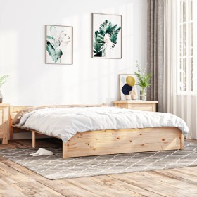 Estructura de cama de madera maciza 140x190 cm de , Camas y somieres - Ref: Foro24-815024, Precio: 112,64 €, Descuento: %