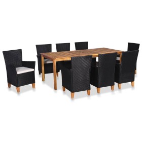 9-piece garden dining set made of black and brown synthetic rattan by vidaXL, Garden sets - Ref: Foro24-44102, Price: 618,99 ...