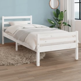 White solid wood bed frame 75x190 cm by , Beds and slatted bases - Ref: Foro24-814780, Price: 95,99 €, Discount: %