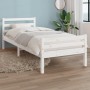 Estructura de cama madera maciza blanco 75x190 cm de , Camas y somieres - Ref: Foro24-814780, Precio: 95,36 €, Descuento: %