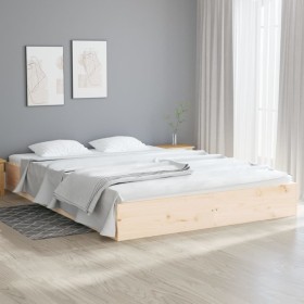 Solid wood bed frame 200x200 cm by , Beds and slatted bases - Ref: Foro24-820022, Price: 125,34 €, Discount: %