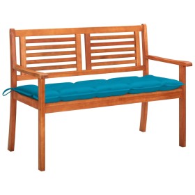 Solid eucalyptus wood 2-seater garden bench with cushion, 120 cm by , garden benches - Ref: Foro24-3060988, Price: 180,60 €, ...