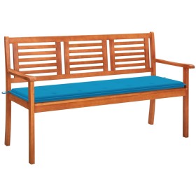 Solid eucalyptus wood 3-seater garden bench with cushion, 150 cm by , garden benches - Ref: Foro24-3061000, Price: 188,82 €, ...