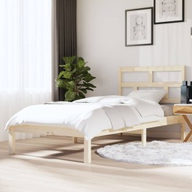 Estructura de cama individual de madera maciza 90x190 cm de , Camas y somieres - Ref: Foro24-3101183, Precio: 85,99 €, Descue...