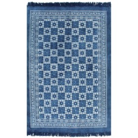 Alfombra de algodón Kilim 120x180 cm estampado azul de vidaXL, Alfombras - Ref: Foro24-246561, Precio: 28,99 €, Descuento: %