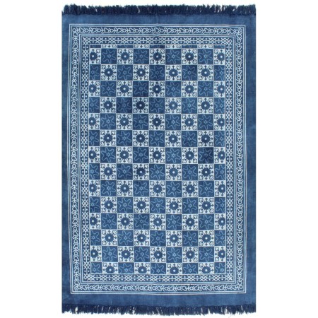 Alfombra de algodón Kilim 120x180 cm estampado azul de vidaXL, Alfombras - Ref: Foro24-246561, Precio: 28,07 €, Descuento: %