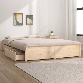 Bed frame with drawers 200x200 cm by , Beds and slatted bases - Ref: Foro24-3103533, Price: 279,27 €, Discount: %