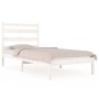 Estructura de cama madera maciza de pino blanco 75x190 cm de , Camas y somieres - Ref: Foro24-3103609, Precio: 87,34 €, Descu...