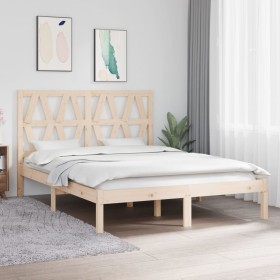 Solid pine wood bed frame 140x190 cm by , Beds and slatted bases - Ref: Foro24-3103978, Price: 115,83 €, Discount: %