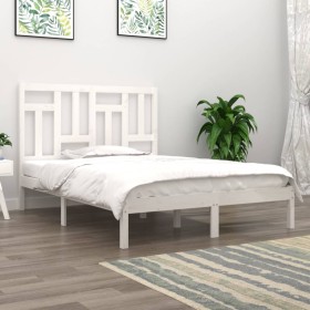 Estructura de cama doble pequeña madera maciza blanca 120x190cm de , Camas y somieres - Ref: Foro24-3104514, Precio: 121,86 €...