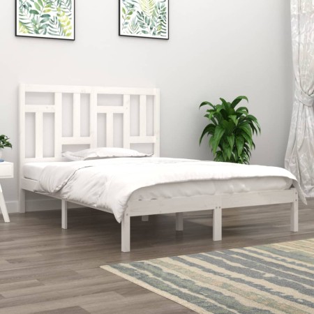 Estructura de cama doble pequeña madera maciza blanca 120x190cm de , Camas y somieres - Ref: Foro24-3104514, Precio: 119,98 €...