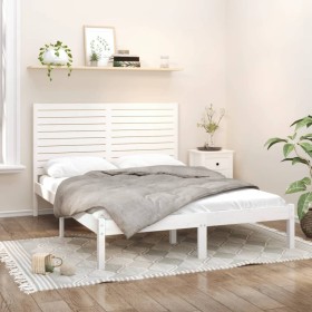 Estructura de cama de madera maciza de pino blanca 160x200 cm de , Camas y somieres - Ref: Foro24-3104619, Precio: 172,03 €, ...