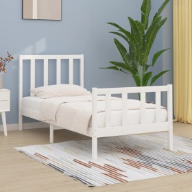 Estructura de cama madera maciza individual blanco 75x190 cm de , Camas y somieres - Ref: Foro24-3105186, Precio: 117,45 €, D...