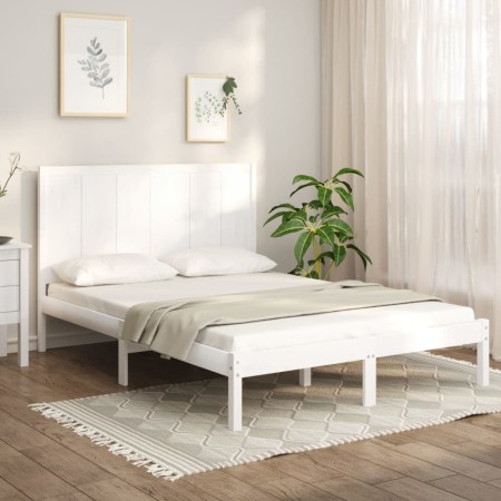 Solid white pine wood bed frame 140x190 cm by , Beds and slatted bases - Ref: Foro24-3105711, Price: 173,59 €, Discount: %