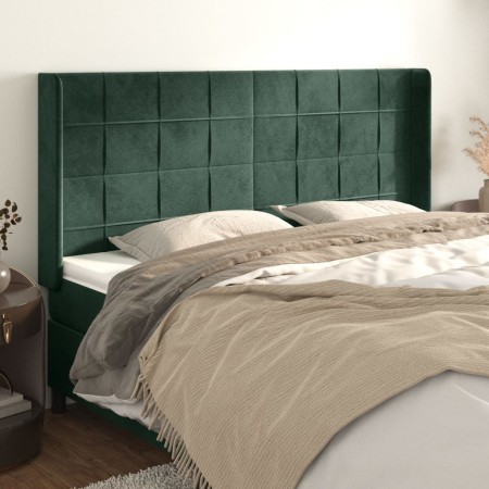 Cabecero con orejas de terciopelo verde oscuro 163x16x118/128cm de , Cabeceros y pies de cama - Ref: Foro24-3119637, Precio: ...