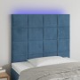 Headboard with LED lights dark blue velvet 80x5x118/128 cm by , Headboards and footboards - Ref: Foro24-3122458, Price: 64,90...