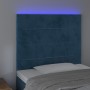 Headboard with LED lights dark blue velvet 80x5x118/128 cm by , Headboards and footboards - Ref: Foro24-3122458, Price: 64,90...