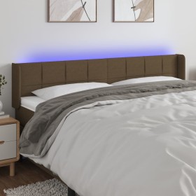 Cabecero con LED de tela marrón oscuro 203x16x78/88 cm de , Cabeceros y pies de cama - Ref: Foro24-3123261, Precio: 83,99 €, ...