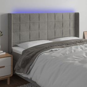 Light gray velvet headboard with LED 163x16x118/128 cm by , Headboards and footboards - Ref: Foro24-3124102, Price: 130,99 €,...