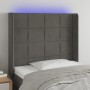 Dark gray velvet headboard with LED 83x16x118/128 cm by , Headboards and footboards - Ref: Foro24-3124079, Price: 79,75 €, Di...