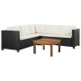 Set de muebles de jardín 4 pzas y cojines ratán sintético negro de vidaXL, Conjuntos de jardín - Ref: Foro24-44107, Precio: 3...