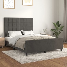 Dark gray velvet bed frame with headboard 140x200 cm by , Beds and slatted bases - Ref: Foro24-3125758, Price: 223,61 €, Disc...