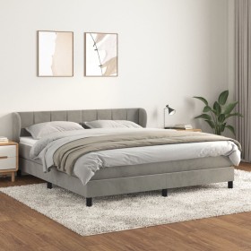 Cama box spring con colchón terciopelo gris claro 160x200 cm de , Camas y somieres - Ref: Foro24-3127499, Precio: 492,82 €, D...