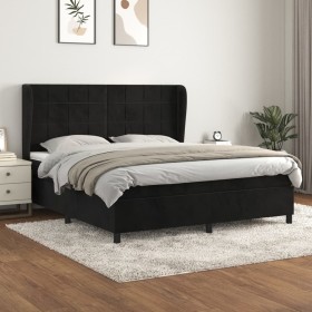 Box spring bed with black velvet mattress 160x200 cm by , Beds and slatted bases - Ref: Foro24-3129221, Price: 566,03 €, Disc...