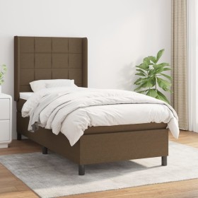 Box spring bed with dark brown fabric mattress 100x200 cm by , Beds and slatted bases - Ref: Foro24-3131412, Price: 395,99 €,...