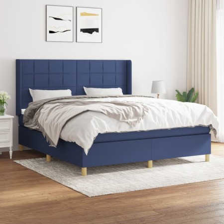 Box spring bed with blue fabric mattress 160x200 cm by , Beds and slatted bases - Ref: Foro24-3132007, Price: 581,62 €, Disco...