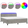 Cama box spring colchón y LED terciopelo gris claro 160x200 cm de , Camas y somieres - Ref: Foro24-3134411, Precio: 499,25 €,...