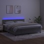 Box spring bed with mattress and LED light gray velvet 160x200 cm by , Beds and slatted bases - Ref: Foro24-3134411, Price: 4...