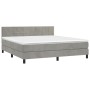 Cama box spring colchón y LED terciopelo gris claro 160x200 cm de , Camas y somieres - Ref: Foro24-3134411, Precio: 499,25 €,...