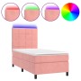 Box spring bed with mattress and LED pink velvet 80x200 cm by , Beds and slatted bases - Ref: Foro24-3136094, Price: 316,45 €...