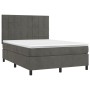 Cama box spring colchón y LED terciopelo gris oscuro 140x200 cm de , Camas y somieres - Ref: Foro24-3136126, Precio: 505,42 €...